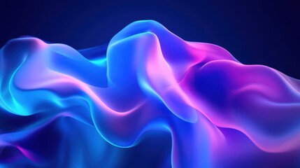 Obraz premium Vibrant Flow: Abstract swirling shapes in a captivating display of neon blues and pinks create a mesmerizing and dynamic composition, perfect for modern design and artistic expression. 