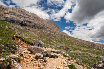 nature sceneries along the trail starting from Col Rodella and crossing Val Duron, Val di Fassa, Dolomites, Italy