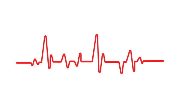 Heart beat graph in red color. Heart pulse, heartbeat lone, cardiogram. Heartbeat design vector.  Red heartbeat line icon on white background. World heart day concept.