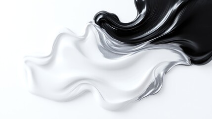 Abstract Black and White Paint Flow