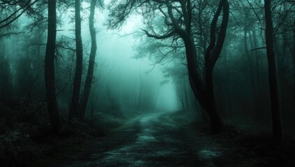 Naklejka premium Misty Forest Path