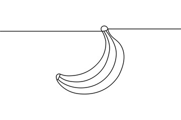 Banana continuous single line art and isolated outline vector illustration
