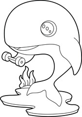 Whale Bodybuilder Dumbbell Bodybuilding Animal Vector Graphic Art Illustration