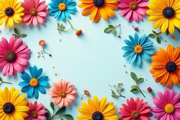 - Fun and cheerful summer joy with colorful daisy flowers in seamless pattern, seamless, colorful