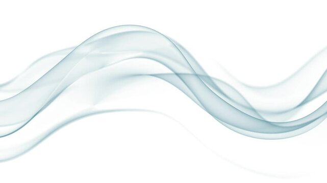 Looping 3D Animated Abstract Background - Transparent Flowing Blue Waves on White