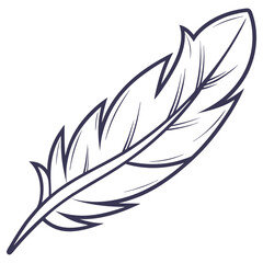 Fototapeta premium Graceful Quill Detailed Line Art of a Stylized Bird Feather on White Background