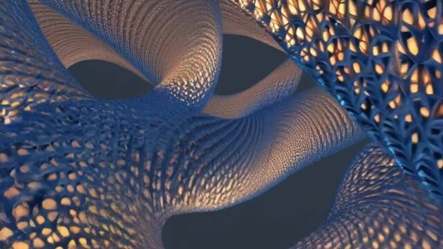 A complex fractal pattern in shades of purple and electric blue, forming an infinite, mesmerizing loop Abstract Animation Stock Video Footage