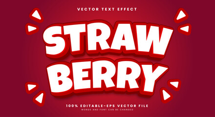Straw berry 3d editable text effect template suitable for food products © Easin Arafat