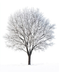 Fototapeta premium solitary winter tree stands against white background