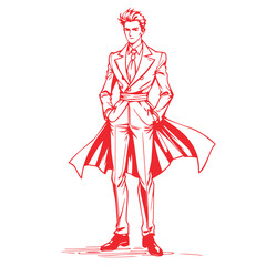 Obraz premium Continuous one line art drawing man stylist dress design vector illustration.
