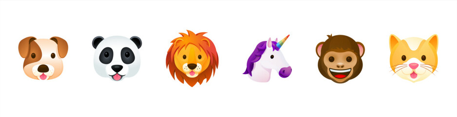 Set of animal faces, face emojis, stickers, emoticons. Vector 10 eps. © Cali6ro