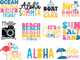 Retro Summer T-Shirt Design - hello Summer, Summer Vector T shirt SVG