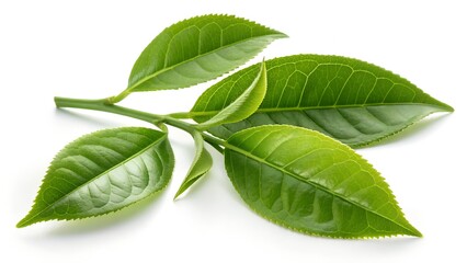 Obraz premium Fresh Green Tea Leaves – Vibrant and Organic Camellia Sinensis Foliage for Natural and Herbal Wellness