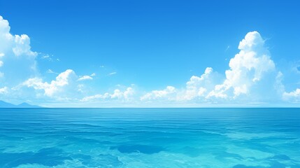 Obraz premium background wallpaper clear blue sea with sky view illustration digital art painting 