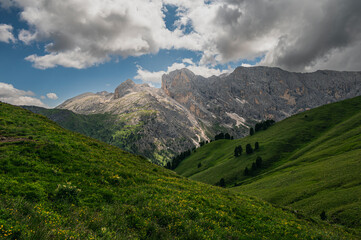 Obraz premium nature sceneries along the trail starting from Col Rodella and crossing Val Duron, Val di Fassa, Dolomites, Italy