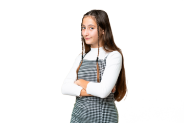 Young girl over isolated chroma key background with arms crossed and looking forward