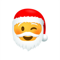 Santa Claus emoticon vector illustration isolated on white background. Santa emoji. Winter Holidays Emoticon. Santa Clause smiley. Vector 10 eps.