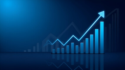 Flat Widescreen Financial Graph: Uptrend Stock Market Growth Illustration
