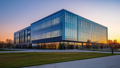 Modern Office Building at Sunset