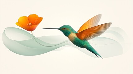Obraz premium Hummingbird Poppy Flower.