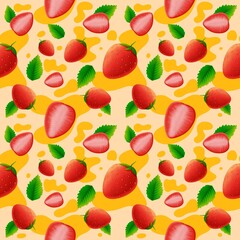 Seamless pattern Strawberry on square background.