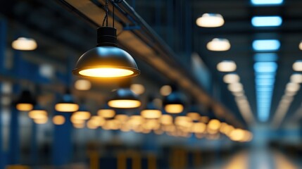 Illuminated Industrial Interior: A Symphony of Lights