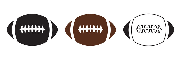Set of collection icons. American football ball icon. Rugby ball icon. Vector illustration eps 10
