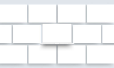 Clay Laptop Mockup With Blank Web Screens For Showcase Your Website Designs. Vector Illustration