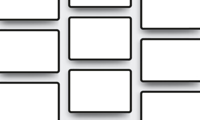 Tablet Computers With Blank Horizontal Screens. Mockups For Apps Or Web Designs Showcase. Vector Illustration