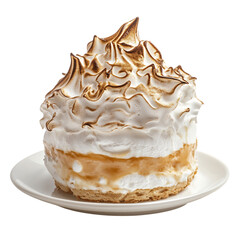 Classic Baked Alaska with Meringue Topping Isolated on Transparent Background
