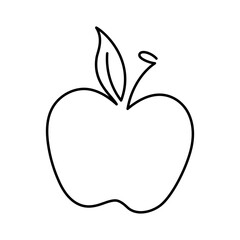 Apple fruit illustration. Single line icon. Line art apple. One line apple illustration. Vector Outline fruit isolated on white background