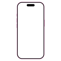 Smart phone with blank screen isolated on white background, Pink mock up aluminum body  in 2024,   6.1 inch, 6.3 inch, 6.7 inch, 6.9 inch. Vector illustration Ai