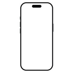 Smart phone with blank screen isolated on white background, black mock up aluminum body  in 2024,   6.1 inch, 6.3 inch, 6.7 inch, 6.9 inch. Vector illustration Ai