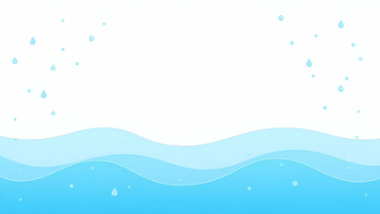 Blue Water Waves and Water Droplet Icons Border: Creative Space for World Water Day Messages on Water Conservation and Purity - Stock Photo Concept