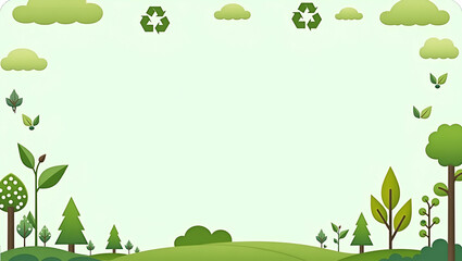 Eco Sustainability Frame: Green Trees & Recycling Symbols for World Environment Day