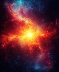 Fototapeta premium A bright star against a dark starry sky cut through by the Milky Way. Solar flare