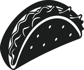 Mexican Taco Silhouette Vector – Black Street Food Icon Illustration