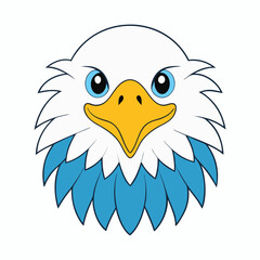 Naklejka premium Cartoon American Bald Eagle with Flag in Flight
