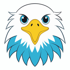 Fototapeta premium Cartoon bald eagle head vector illustration with wings beak and feathers