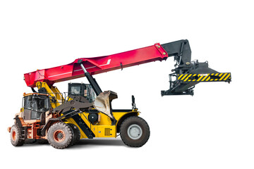 Obraz premium This powerful piece of equipment showcases a telescopic handler designed for rental, ideal for efficient material handling in construction settings.