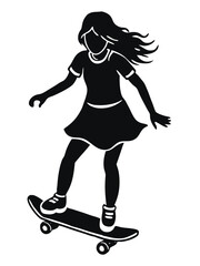Obraz premium A girl skateboard silhouette Vector