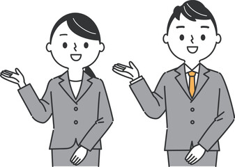 案内　ビジネスパーソン　上半身　ベクター
