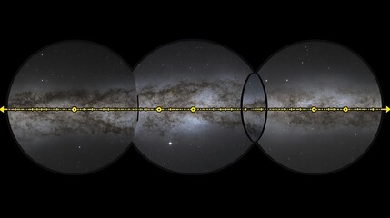 Three circular projections illustrating the structure of the galaxy and its center