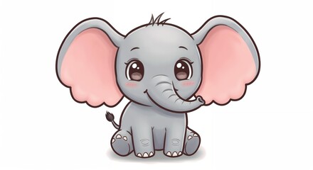 Fototapeta premium Cute Baby Elephant Sitting Down