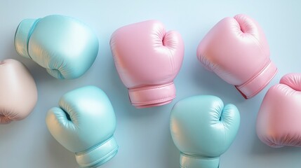Pastel Boxing Gloves on Soft Colored Background