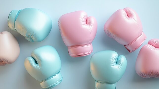 Pastel Boxing Gloves on Soft Colored Background