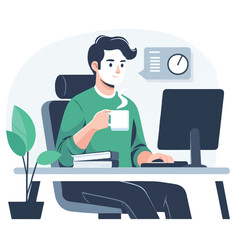 Fototapeta premium a set of vector images of an IT technician