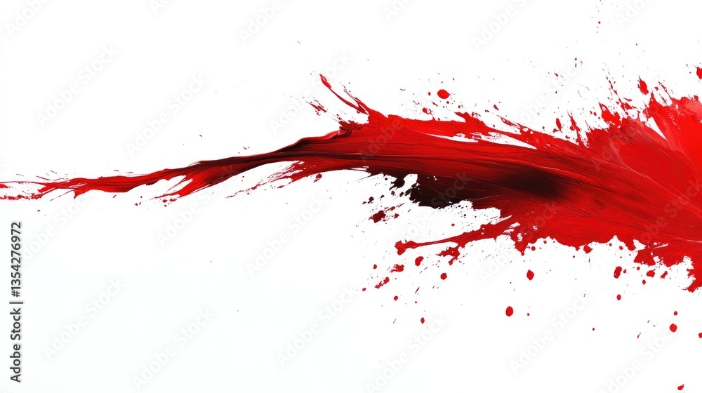 Poster A dynamic red paint stroke across a white background, representing bold artistic expression and the power of color and contrast.