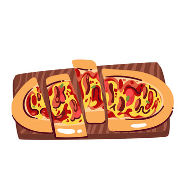 pizza slices on wooden board clip art preview