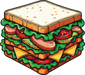 Sandwich vector art illustration. Sandwich vector icon. sandwich icon symbol template for graphic and web design collection logo vector illustration.